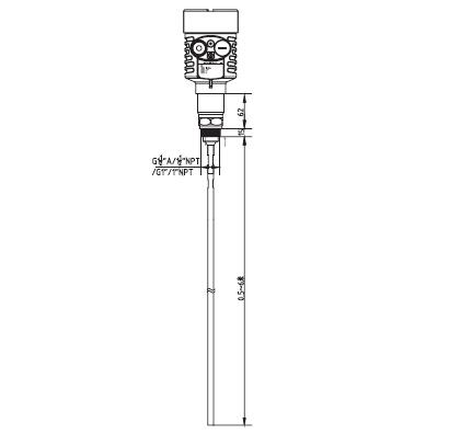 杆(gan)式導(dao)波雷(lei)達物(wu)位計(ji)外型(xing)尺寸(cun)圖