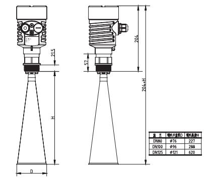 調頻雷(lei)達物位(wei)/液位計(ji)外形尺(chi)寸圖
