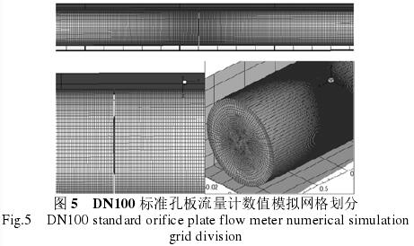 DN100标準(zhun)孔闆(pan)流量(liang)計數(shu)值模(mo)拟網(wang)格劃(hua)分圖(tu)