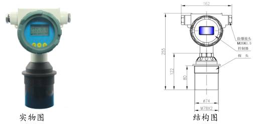 一體式(shi)超聲波(bo)液位計(ji)防爆型(xing)圖示
